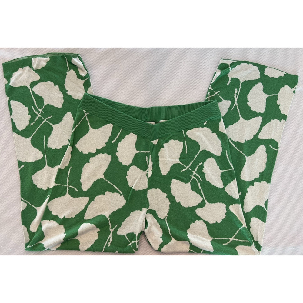 DIANE VON FURSTENBERG Target (L) GINKGO LEAF Green Sweater Knit Lounge Pants DVF - Picture 3 of 6